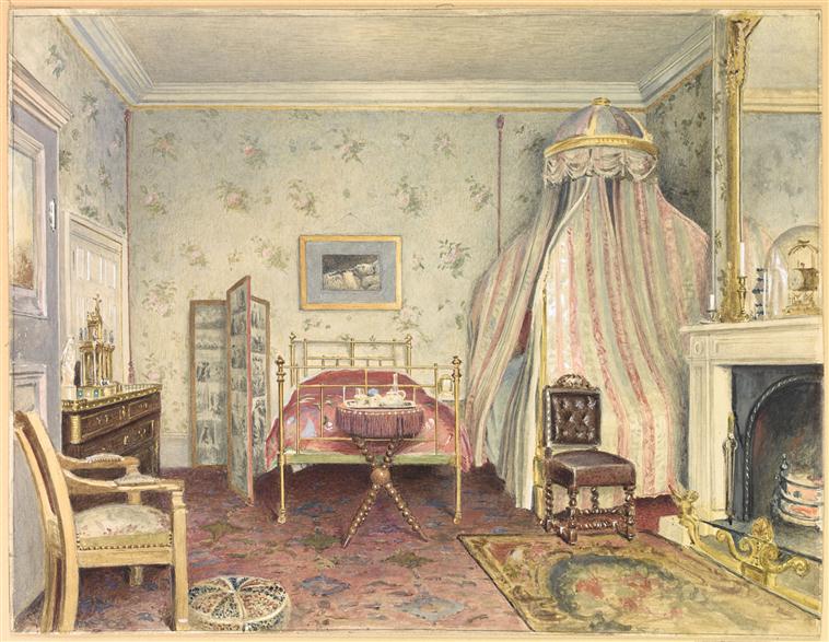 Vue de la chambre où est décédé Napoléon III à Chislehurst 