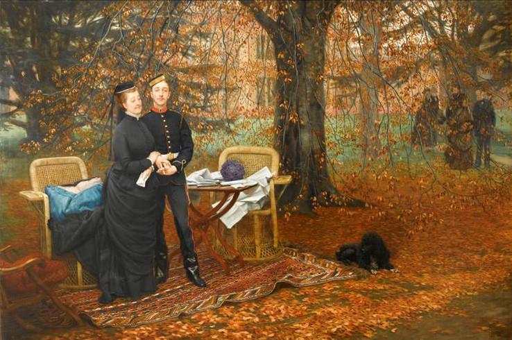 Tissot, L'Impératrice Eugénie et le Prince impérial dans le parc de Camden Place